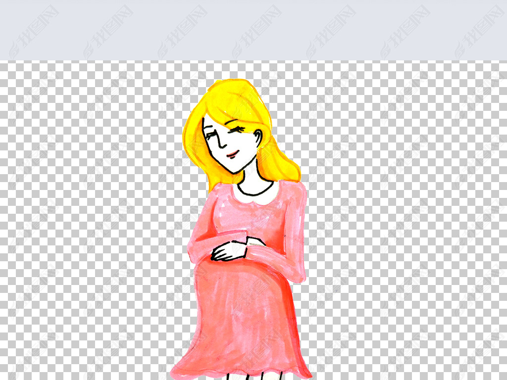 手绘孕妇孕妈免扣png