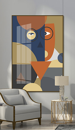 人物装饰画图案装饰画|现代简约抽象几何人物艺术图案工业风装饰画