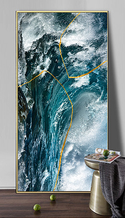 北欧轻奢抽象背景简约大气玄关装饰画