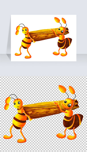 蚂蚁抬木头免扣png