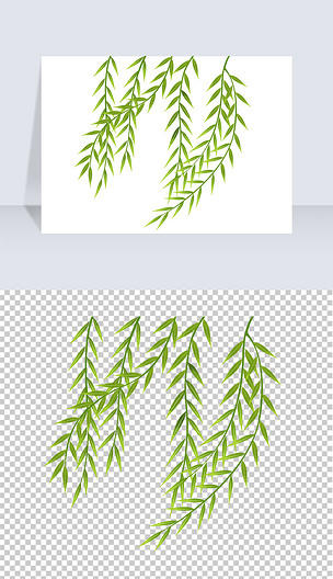 楊柳卡通手繪柳枝柳葉png免扣素材透明