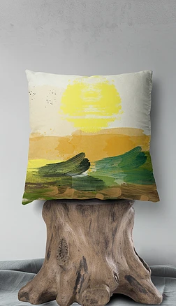 后现代抽象典雅鹅黄泼墨摩洛哥印花抱枕图案