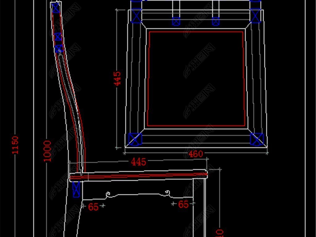 古典红木家具餐桌椅cad三视图和三个下料单下载-编号23712431-桌椅