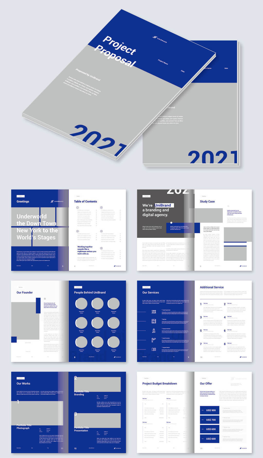 蓝色大气科技公司宣传画册产品手册ai模板