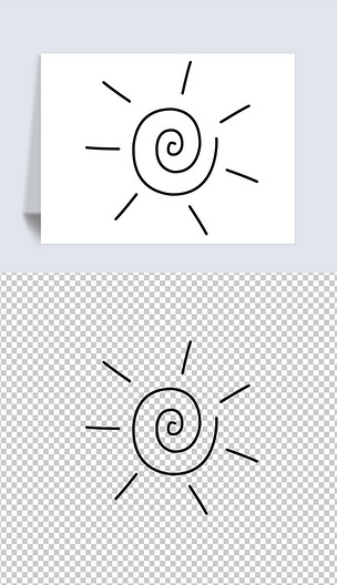 手绘线描小太阳矢量图