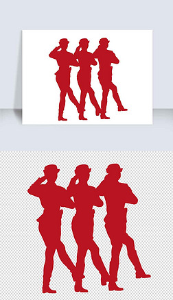 女军人敬礼剪影