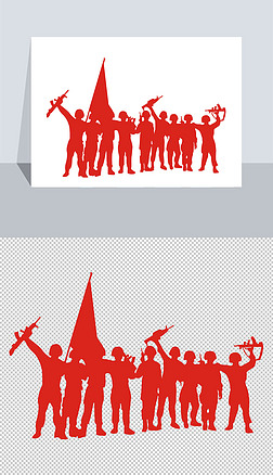 战斗胜利战士剪影矢量图