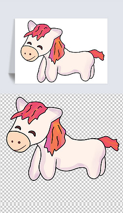 q版卡通动物免抠元素|手绘卡通动物马儿q版可爱卡通萌萌哒小动物十二