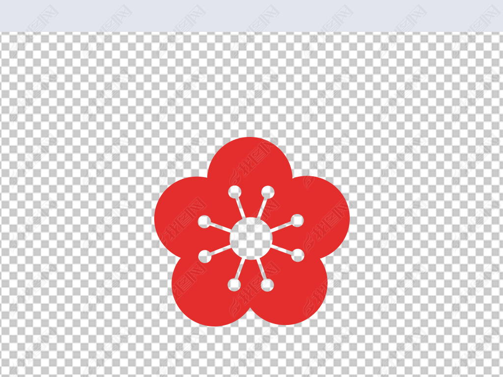 原创矢量中式梅花图案png免扣元素版权可商用
