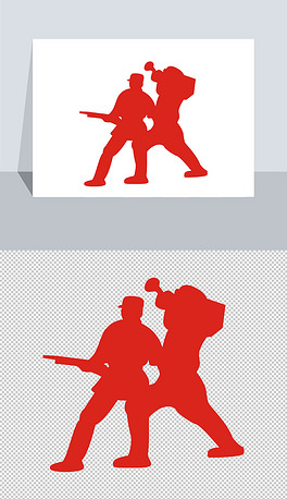 吹响冲锋号角剪影矢量图