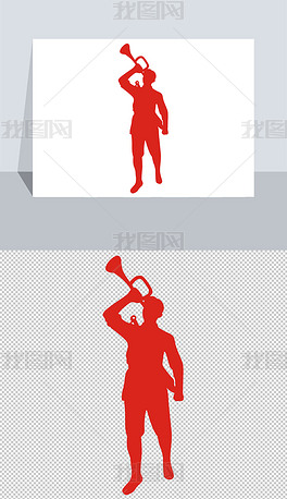 原创红军吹号角剪影矢量图版权可商用
