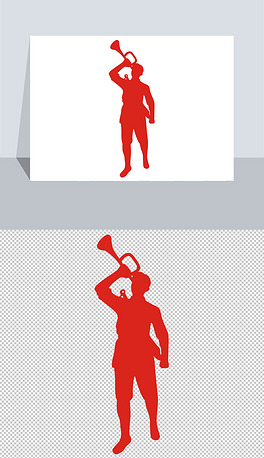 红军吹号角剪影矢量图