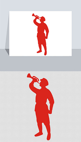 吹响胜利的号角剪影矢量图