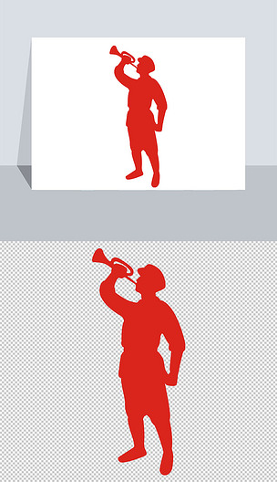 原创吹响胜利的号角剪影矢量图版权可商用