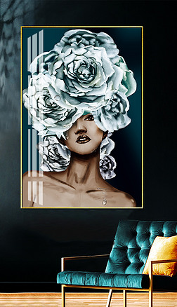 手绘油画女人后现代人像艺术花卉女人装饰画