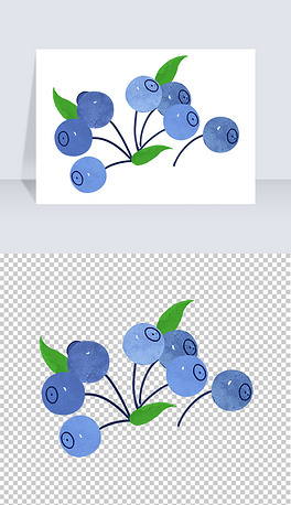 蓝莓手绘水果卡通png免扣素材水彩画树莓