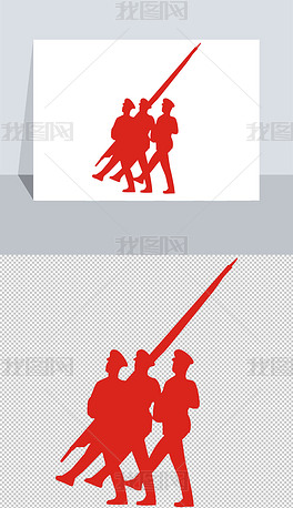 三军仪仗队剪影矢量图