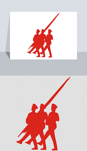 三军仪仗队剪影矢量图