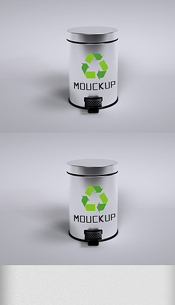 智能交通设计样机|不锈钢垃圾桶智能贴图样机