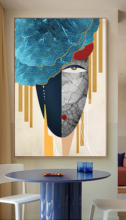 现代简约抽象线条美女人物人脸图像装饰画