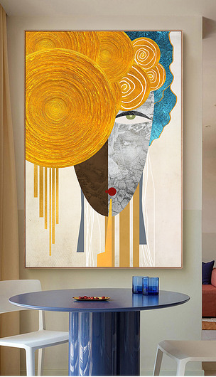 现代简约抽象几何线条人物人脸图像装饰画