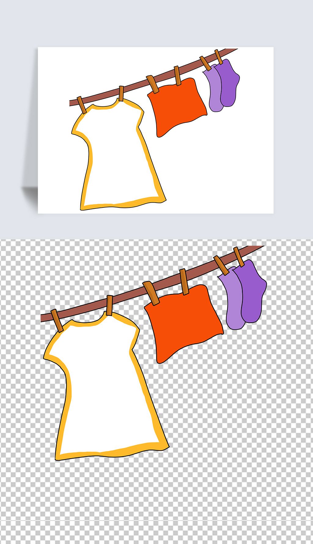 五一热爱劳动手抄报边框晾衣服元素