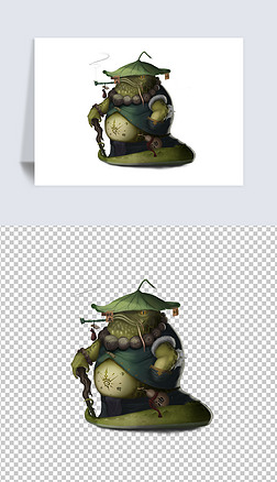 卡通青蛙抽烟青蛙荷叶魔法封印png免扣