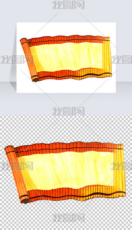 手绘古代书本竹签免抠png