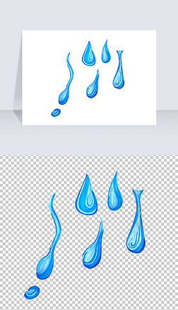 手绘蓝色水滴免抠png