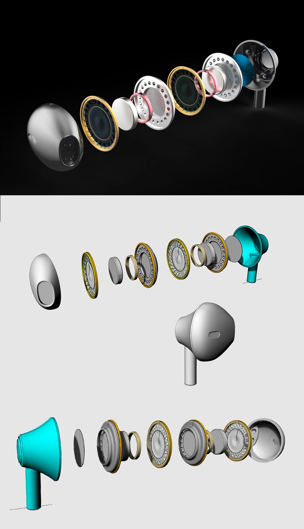 入耳式耳机爆炸图3d犀牛模型3dm stp