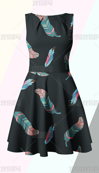 时尚简约彩色羽毛图案印花