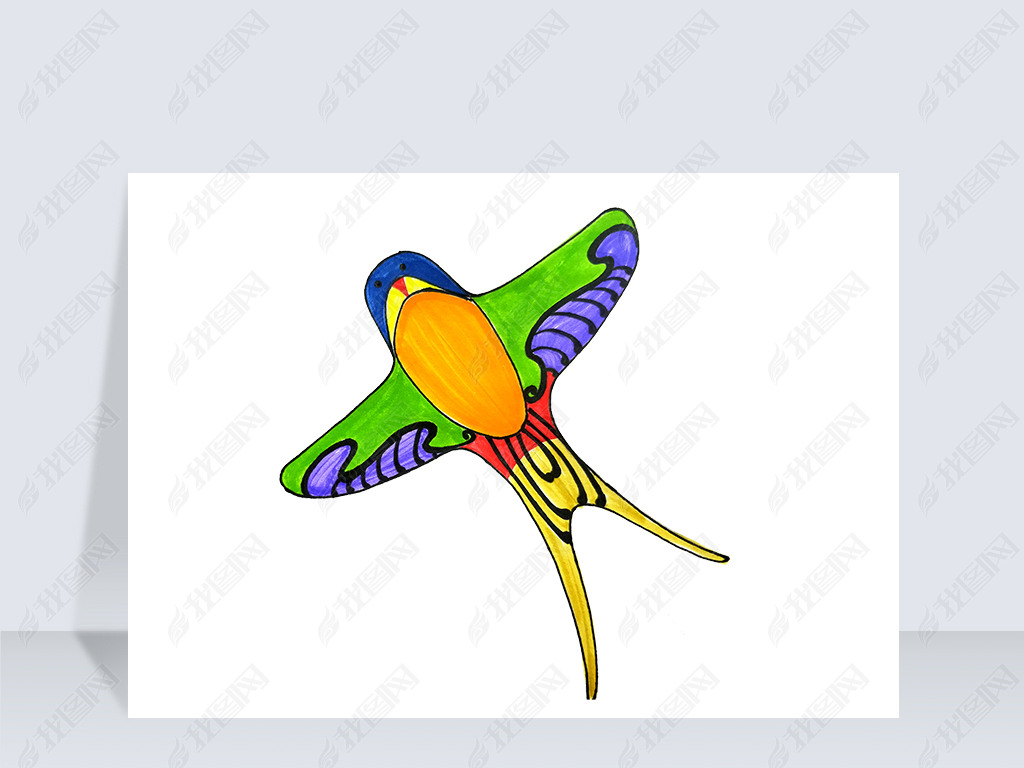 手绘燕子风筝免抠png