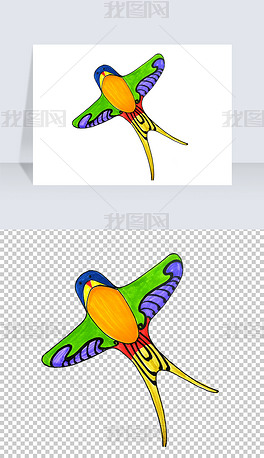 手绘燕子风筝免抠png
