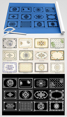 长方形水刀拼花画册对应cad素材