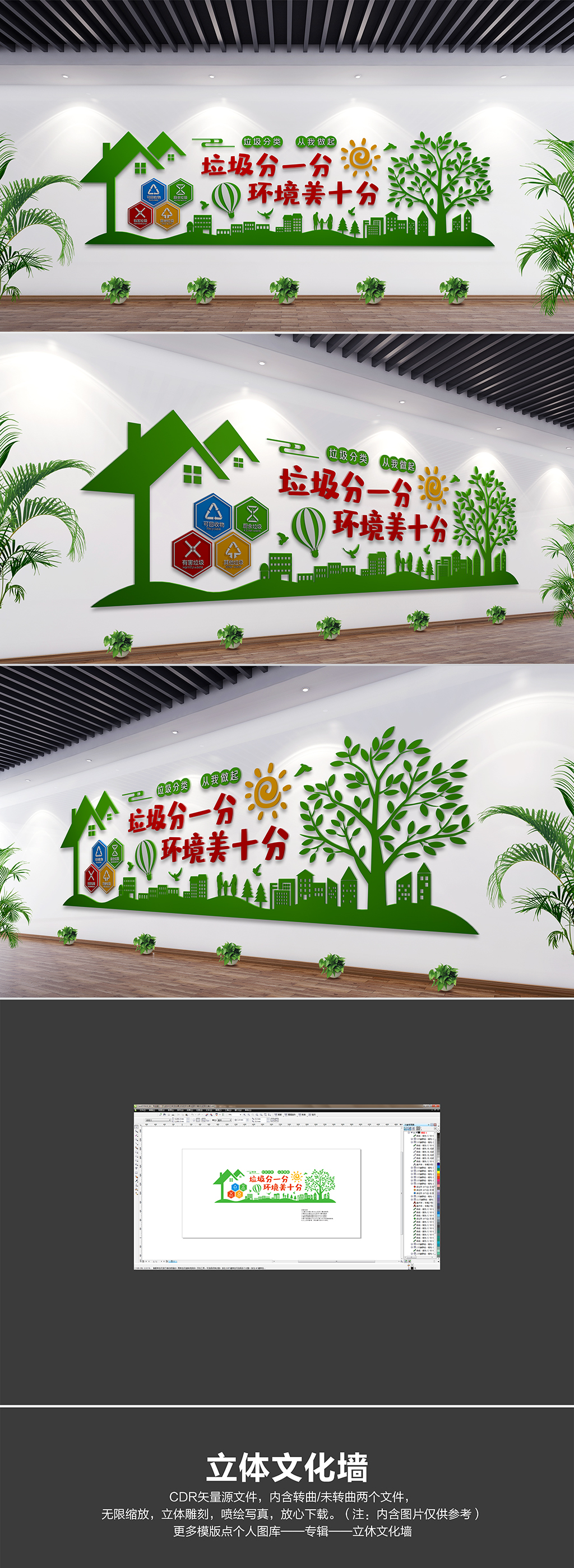 绿色环保宣传社区垃圾分类宣传标语文化墙