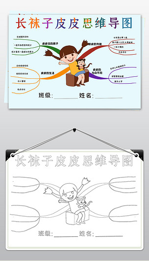 长袜子皮皮思维导图长袜子皮皮小报读书阅读小报好书推荐手抄报