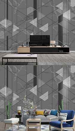 高清白大理石几何拼图背景墙