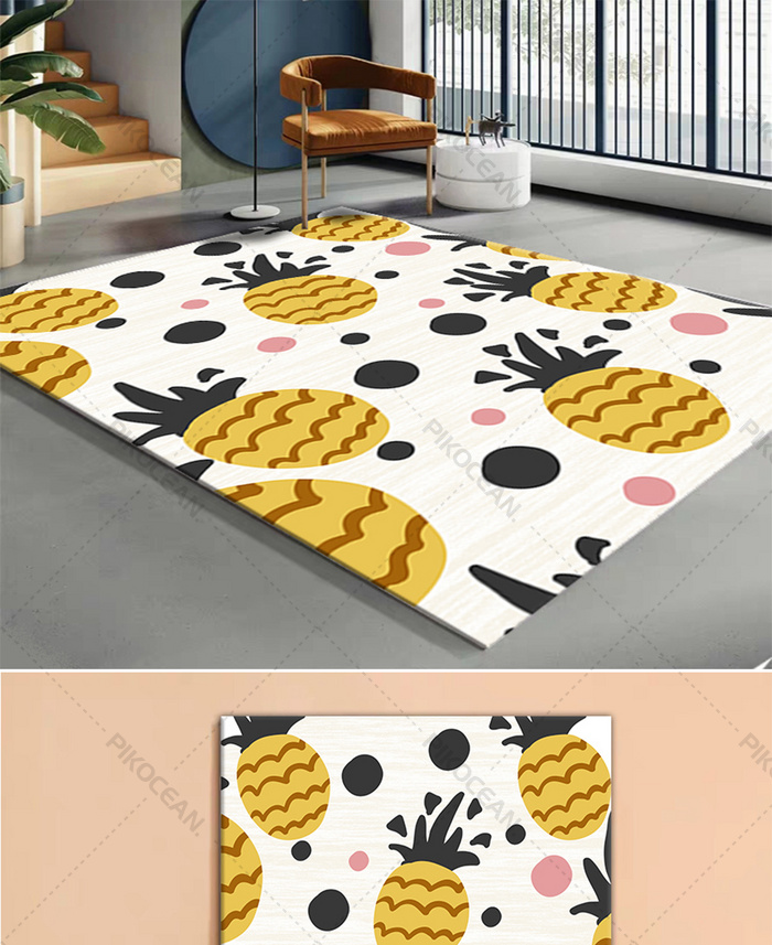 Nordic Modern Cartoon Fruit Pineapple Lovely Light Luxury Kitchen Carpetdownload Pikocean