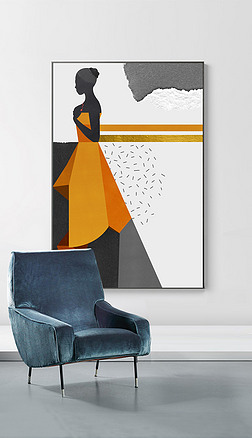 现代简约抽象艺术几何黑人美女人物装饰画