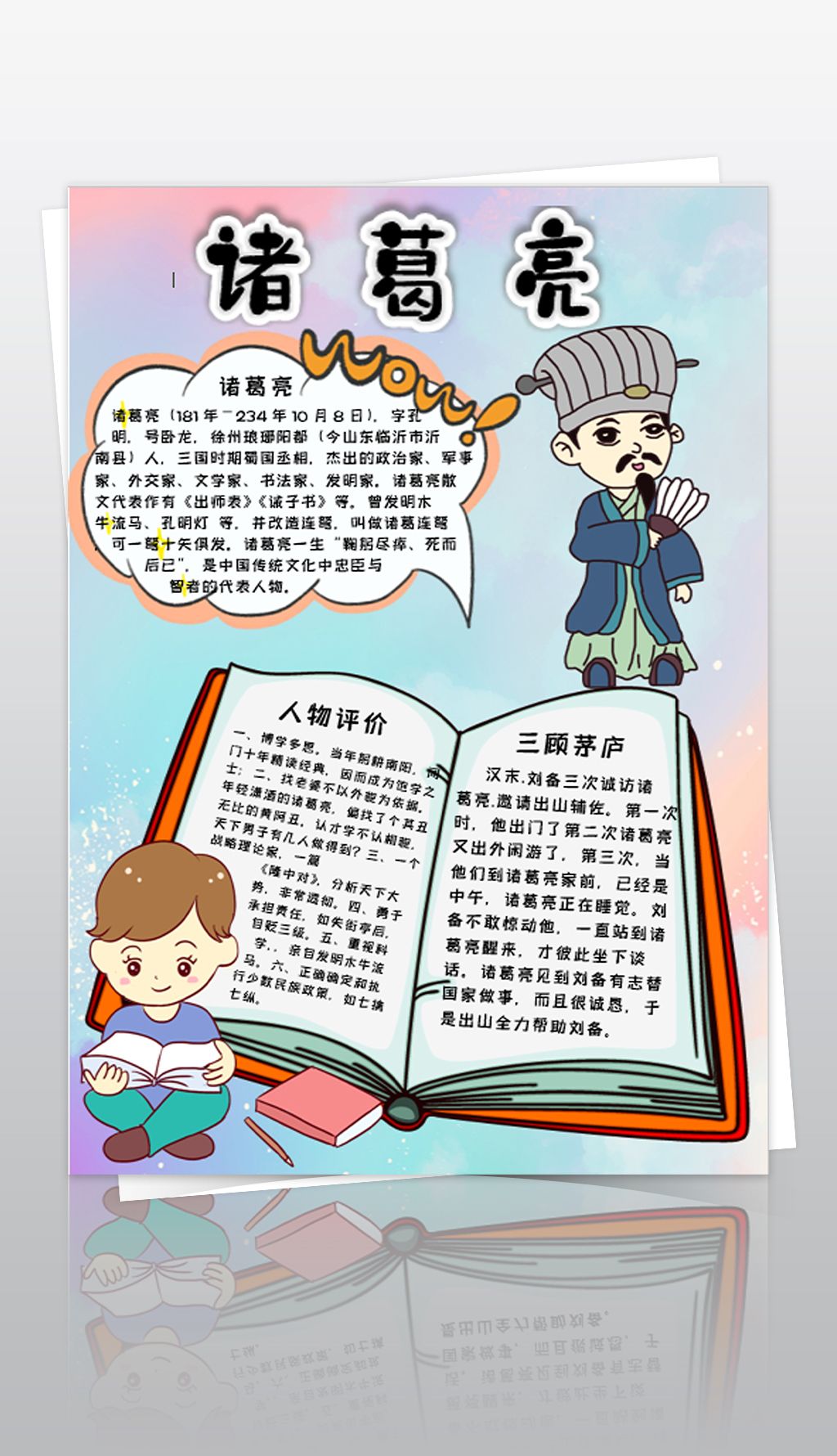 原创历史人物诸葛亮电子小报word手抄报版权可商用