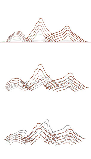 线条山形山水景墙su模型