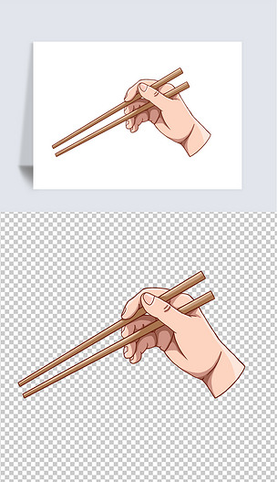 拿筷子的手夹菜手势动作元素png