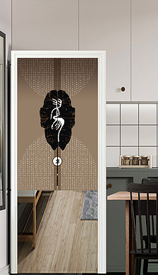 中国百个姓氏图腾系列廖姓矢量中式门帘半帘