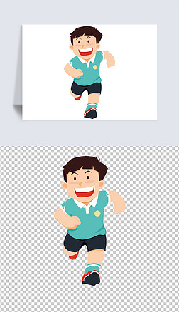 奔跑的小男孩运动会体育节卡通人物形象png免抠元素设计素材图片