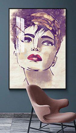 时尚人物油画装饰画|人物装饰画现代时尚玄关装饰画艺术油画壁画