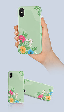 2020年绿色清爽手绘春暖花开手机壳图案设计