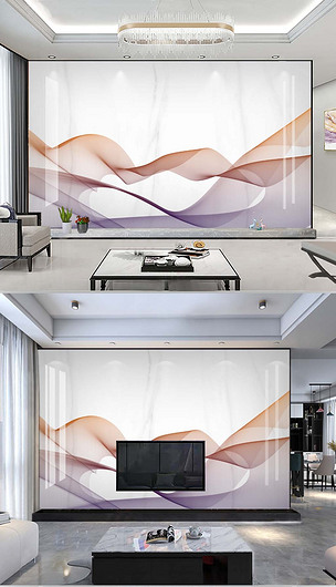 原创手绘抽象线条烟雾大理石纹爵士白电视背景墙版权可商用
