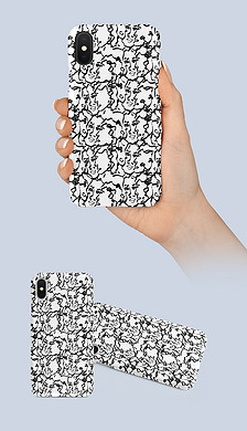 简约时尚风涂鸦人物手机壳图案设计