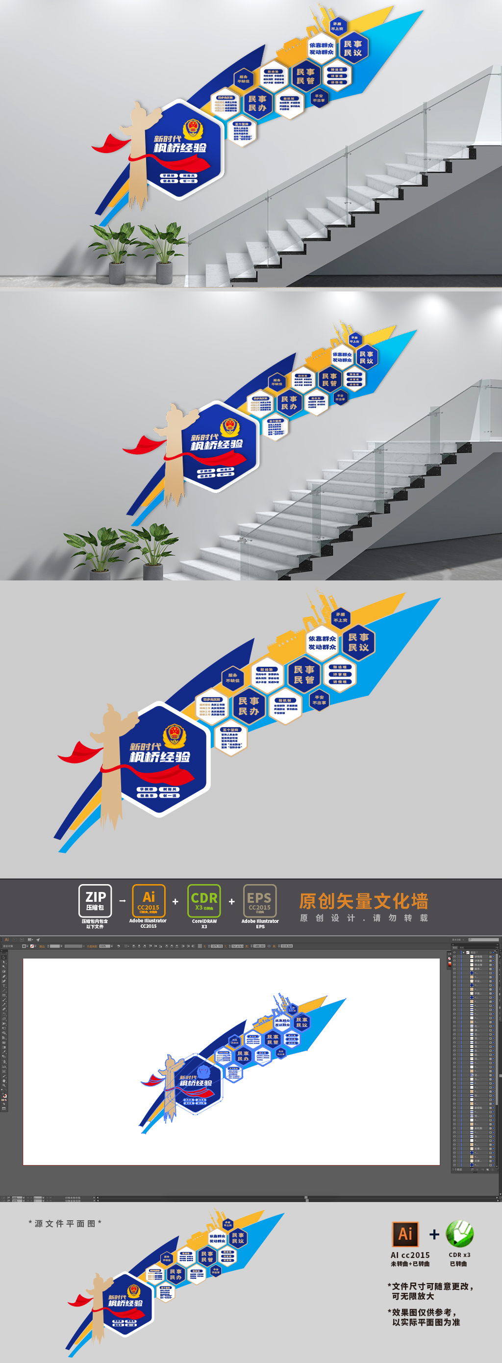 警营派出所枫桥经验楼梯文化墙