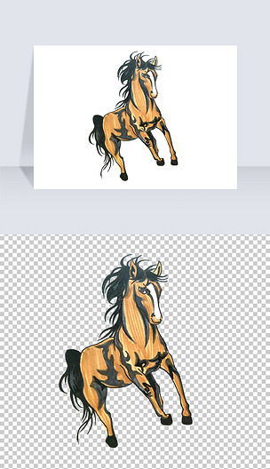 卡通手绘奔腾骏马大马免抠png